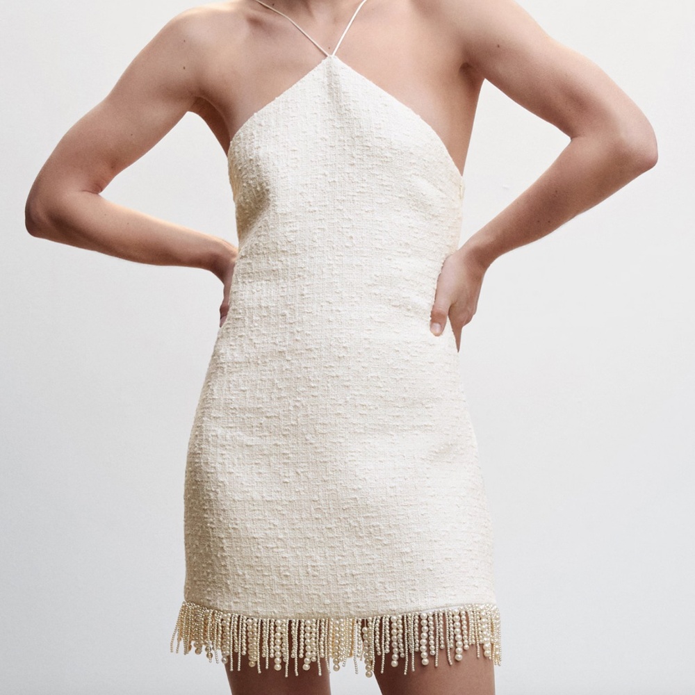 Mango Pearl Textured Dress